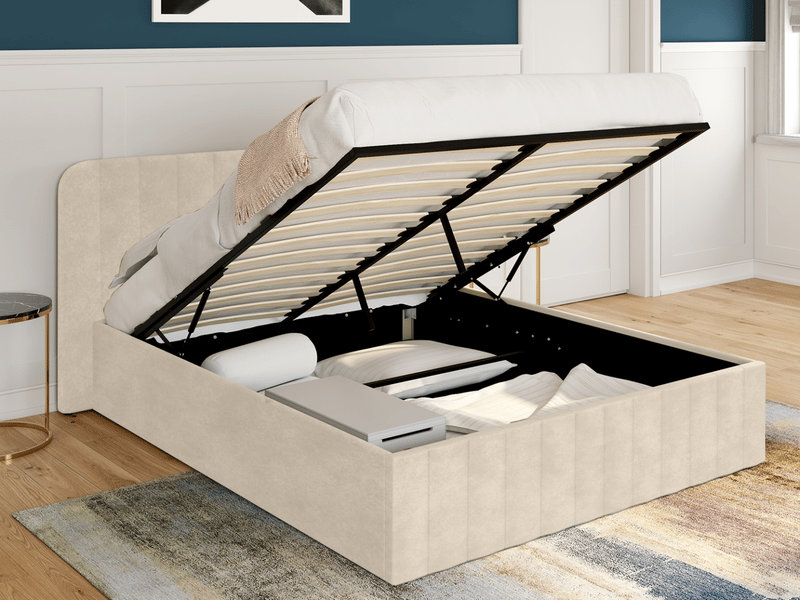Lit coffre 140x190 cm ID MARKET coloris beige - 1