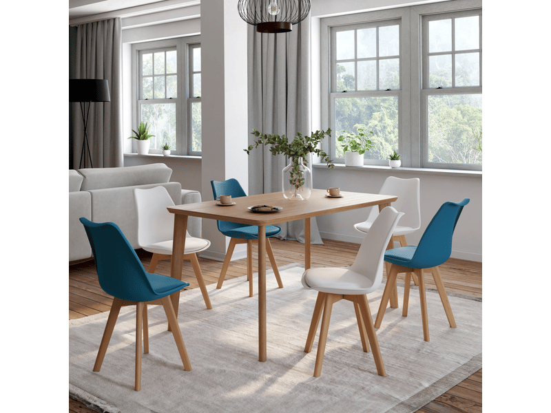 Lot de 6 chaises scandinaves sara mix color bleu canard x3 et blanc x3 - 1
