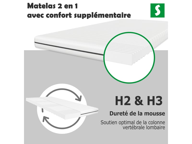 Matelas 160x200 cm SCHLAFTROLL Mousse soutien Medium épaisseur 15 cm - 1