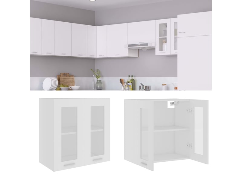 Meuble haut de cuisine - armoire de cuisine en verre blanc 60x31x60 cm fr1701 - 1