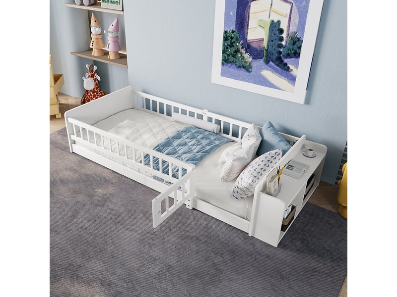 Lit simple 90x200 cm SWEIKO coloris blanc - 1