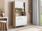 Buffet de cuisine 6 portes 1 tiroir chêne et blanc l 90.9 h 173.5 p 36.3 cm - 1
