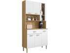 Buffet de cuisine 6 portes 1 tiroir chêne et blanc l 90.9 h 173.5 p 36.3 cm - 2