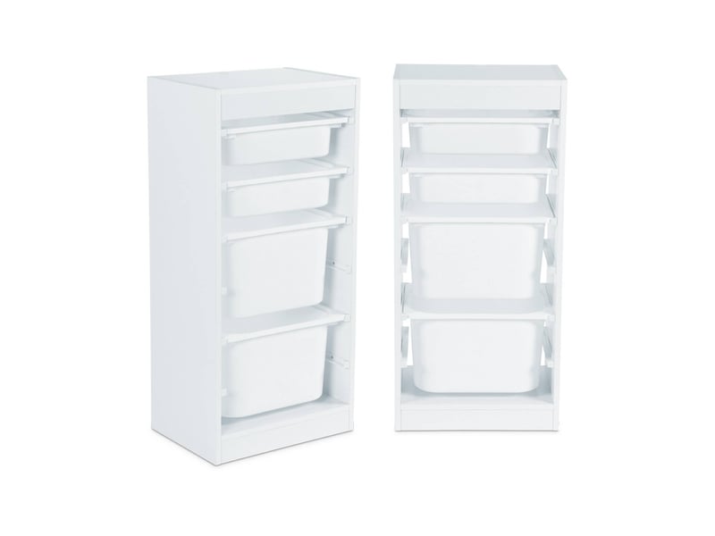 Meuble de rangement enfant 4 bacs de rangement. 41.5 x 30 x 89cm (lot de 2) blanc - 2