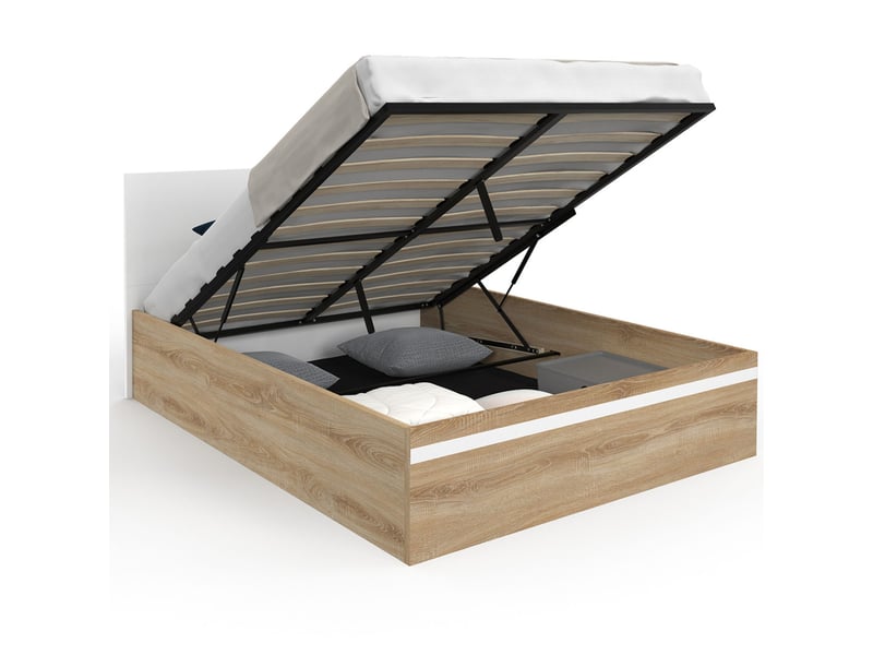 Lit coffre 140x190 cm ID MARKET coloris bois clair - 2