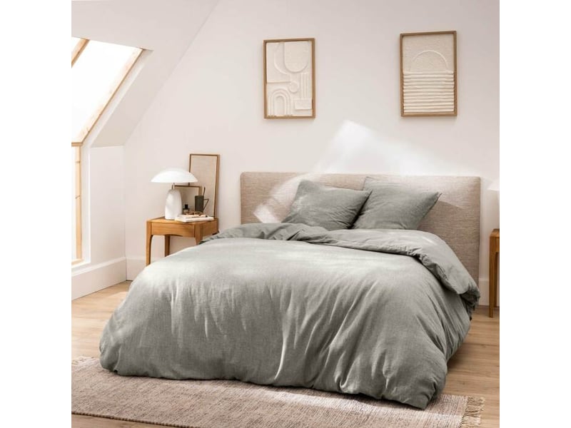 Parure de lit 3 pièces 260 x 240 cm en fils teints lavés unis – meline anthracite (60 fils) - 2