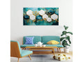 Tableau sur toile hexagone abstrait turquoise 100x50 - 1
