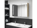 Armoire de salle de bain à miroir led | armoire murale | armoire de toilette 89x14x62 cm chêne - 1