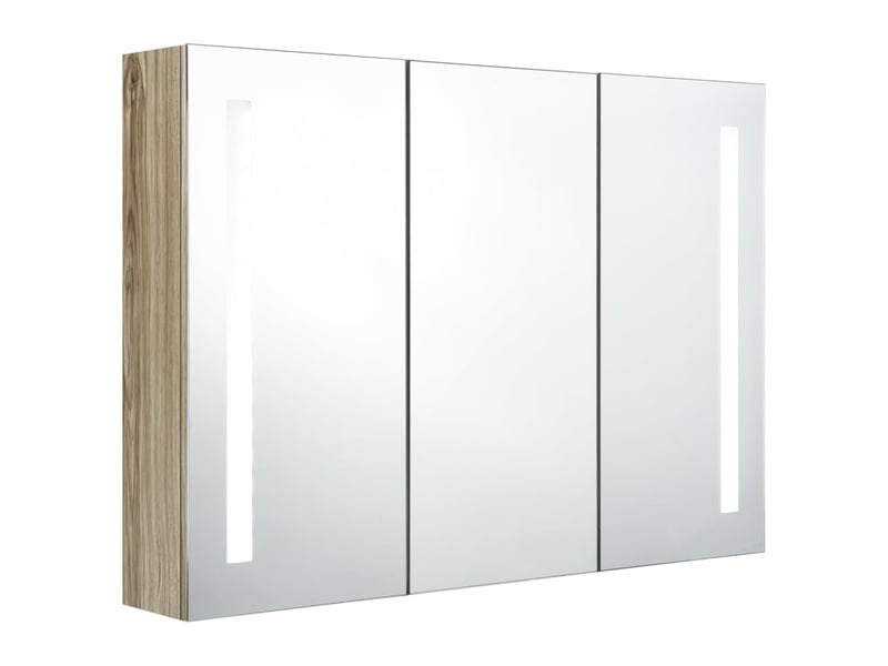 Armoire de salle de bain à miroir led | armoire murale | armoire de toilette 89x14x62 cm chêne - 2