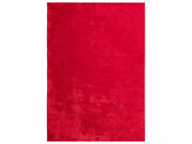 Tapis chambre 140x200 lyn10 lavable rouge uni, tapis shaggy à longs poils - 2