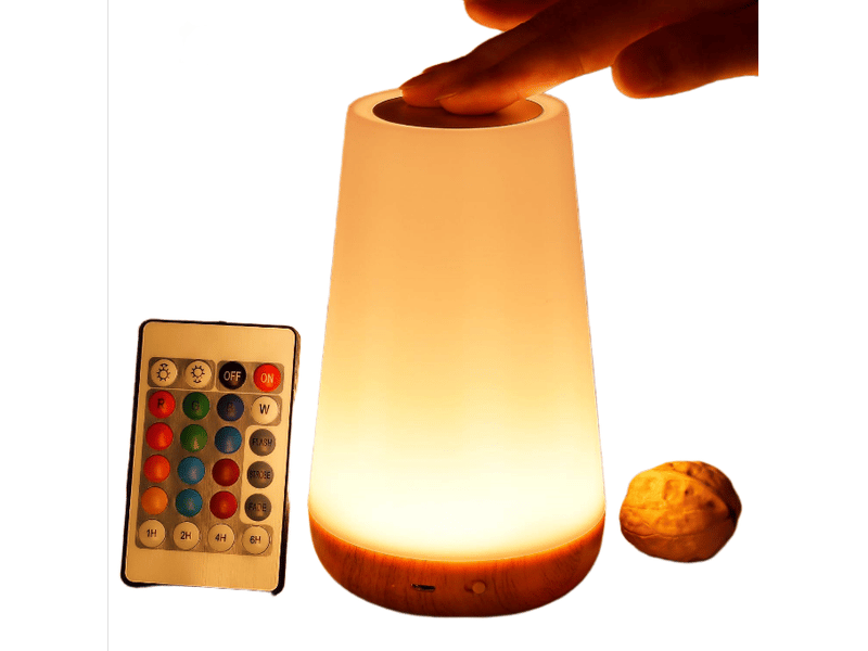 Veilleuse, lampe tactile, à intensité variable, lampe de chevet portable, 5 niveaux de luminosité, 13 couleurs rvb - 2