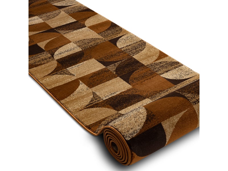 Tapis de couloir royal h387 géométrique marron moutarde 100cm 100x990 cm - 1