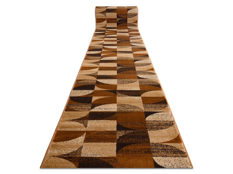 Tapis de couloir royal h387 géométrique marron moutarde 100cm 100x990 cm - 2