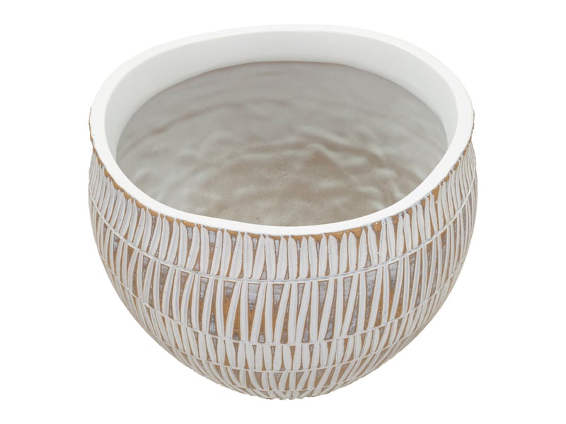 Cache-pot en résine blanche aux lignes géométriques ø 26x20,5 cm - 1