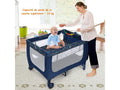 Lit parapluie pliant bébé 0-36 mois 3 en 1 avec matelas roulettes sac de transport charge max 15kg gris 125 x 65 x 76cm bleu - 1