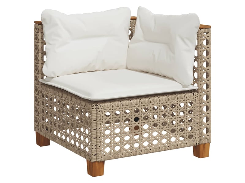 Vidaxl canapé d'angle de jardin avec coussins beige résine tressée - 2