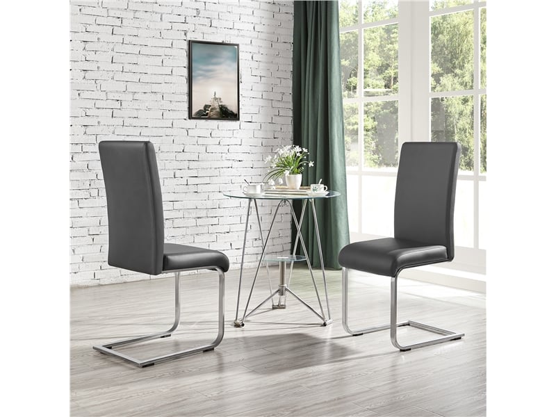 Yaheetech lot de 2 chaises de salle à manger en similicuir gris foncé - 1