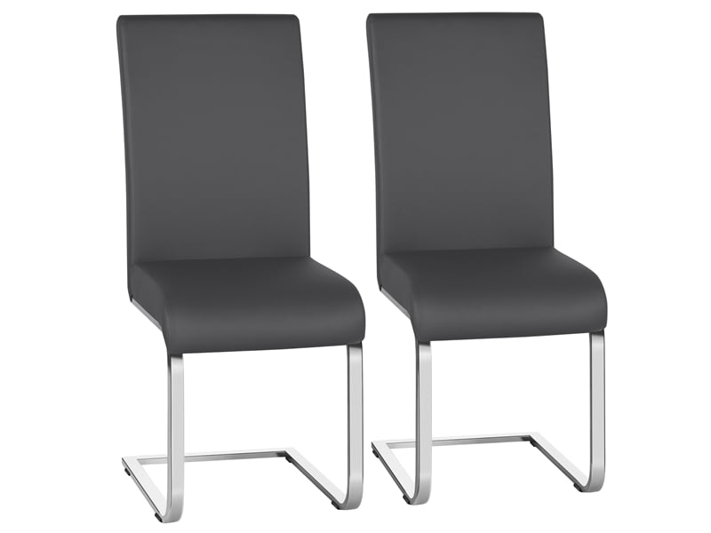 Yaheetech lot de 2 chaises de salle à manger en similicuir gris foncé - 2