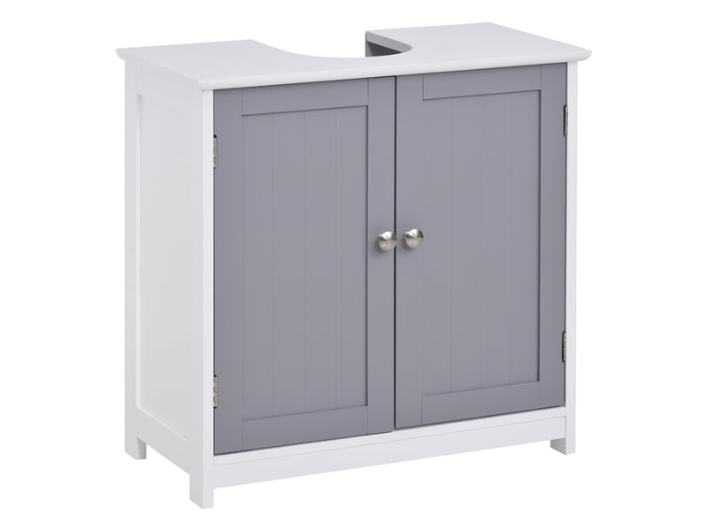 Meuble salle de bain - meuble sous-vasque - placard 2 portes avec étagère - dim. 60l x 30l x 60h cm - mdf gris blanc - 2