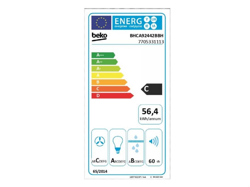 Hotte décorative Recyclage ou évacuation BEKO - 410 m³/h 90 cm - 1